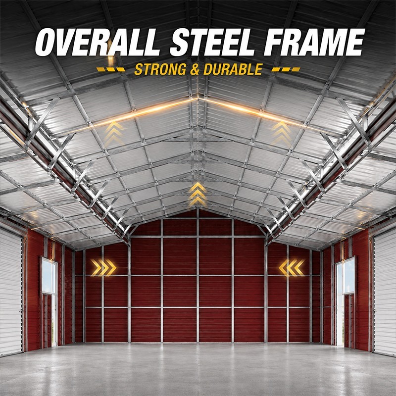 42x30x15′ Metal Car Garage Outdoor Storage Shed Galvanized Steel Barn USA Stock