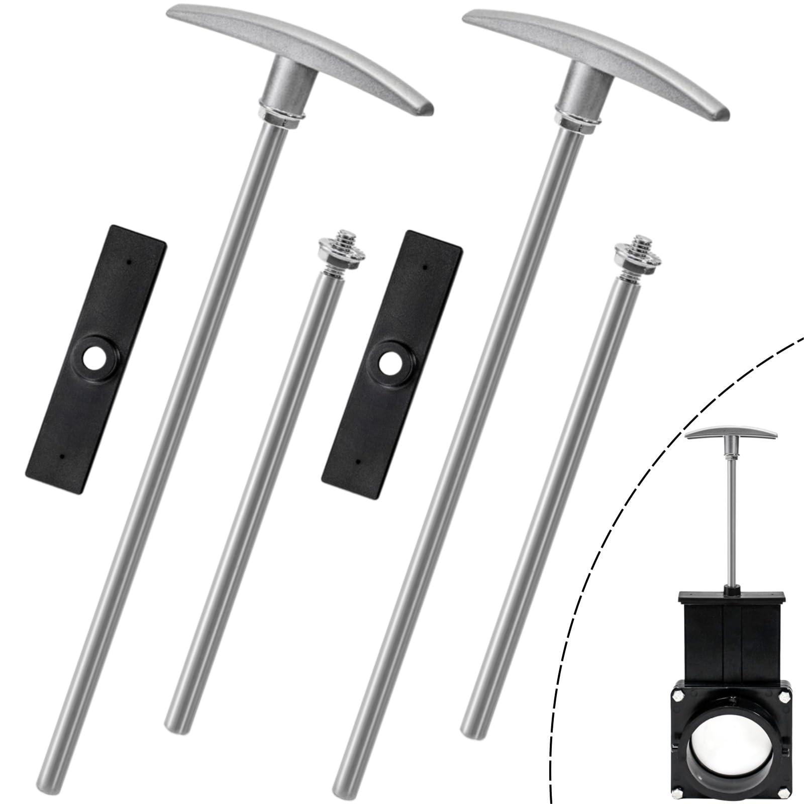 Acshio 2 Pack RV Waste Valve Handle Replacement, Universal Fit Silvery