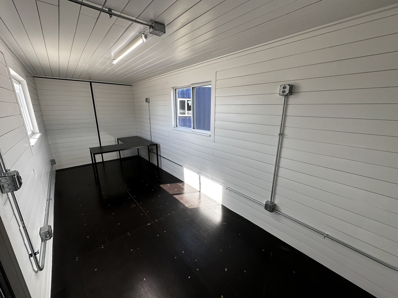 20 ft 20’ Slate Gray Shiplap 120V Shipping Container Office Minisplit