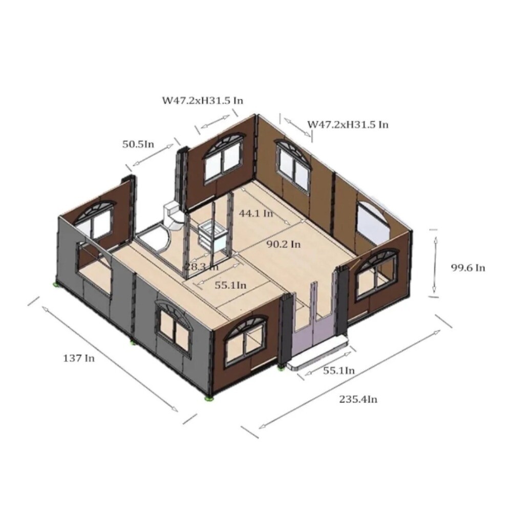w/Bathroom Shower 13X20ft Mobile Expandable Prefab House Prefabricated Tiny Home