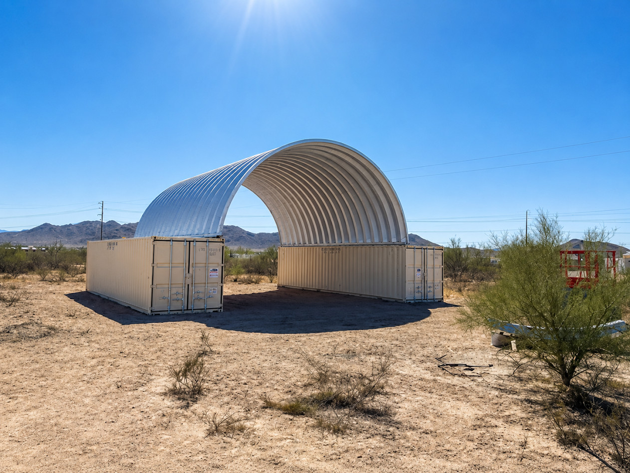 37x40x15 DuroSPAN Steel Container Building Cover Open Ends Direct