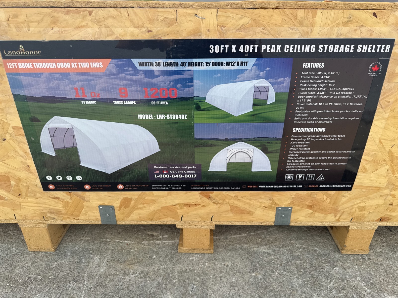30x40x15 11 oz PE Fabric Canvas Storage Shelter Building 12′ Doors