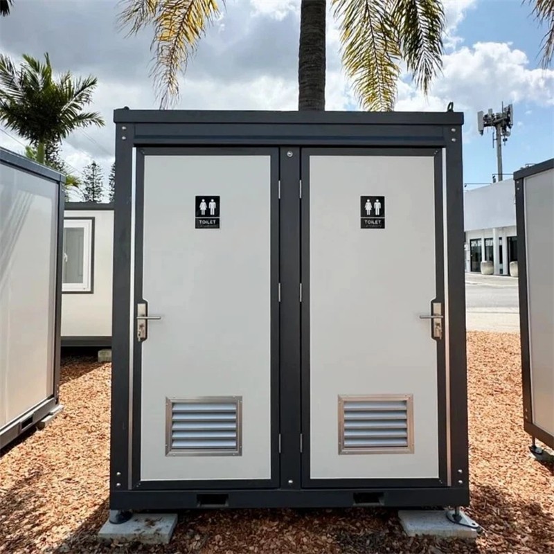 Bastone Dual Stall Portable Restroom Outdoor Mobile Toilet w/ 2 Sinks Bathroom