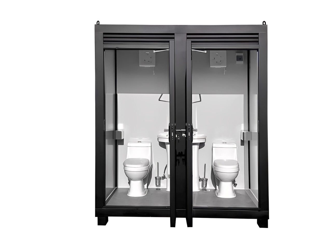 Two-Person Restroom Mobile Toilet Cabin Outdoor Restroom w/ Light Sink Vent Fan