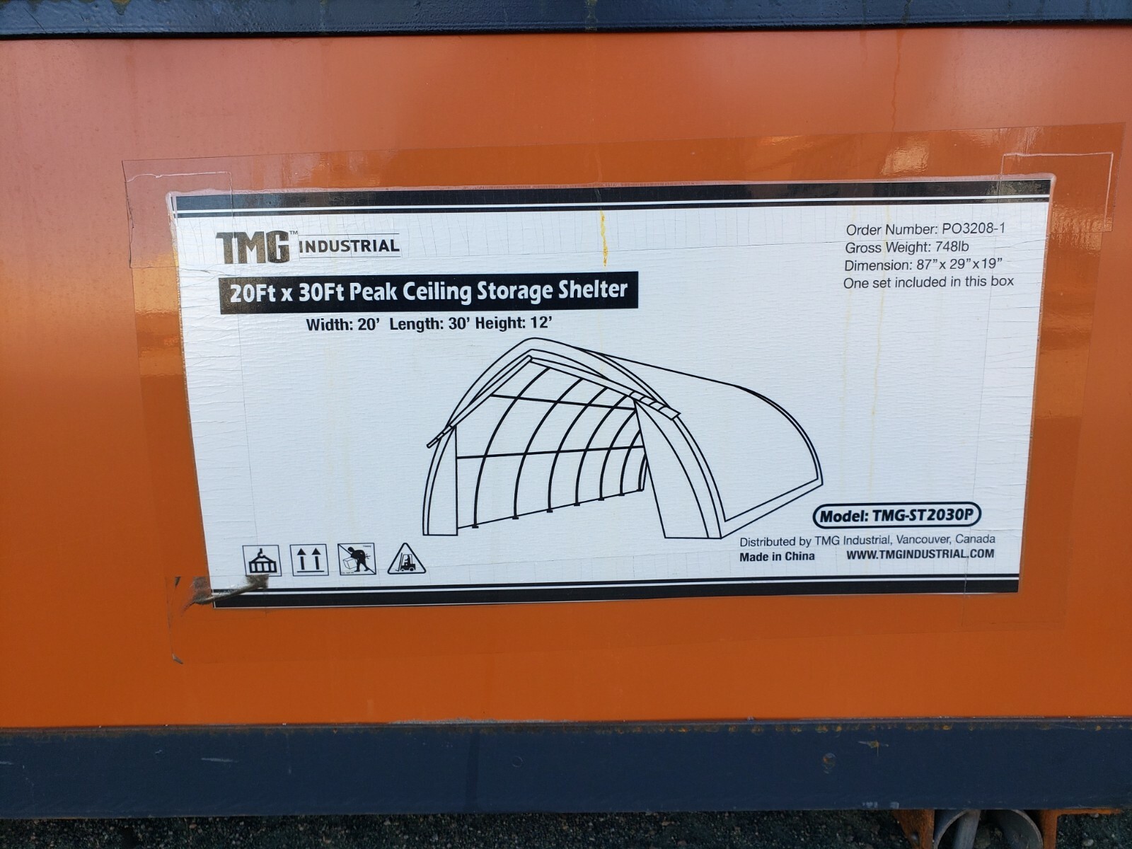 TMG 20′ x 30′ Arch Wall Peak Ceiling Storage Shelter with Heavy Duty 11oz PE 