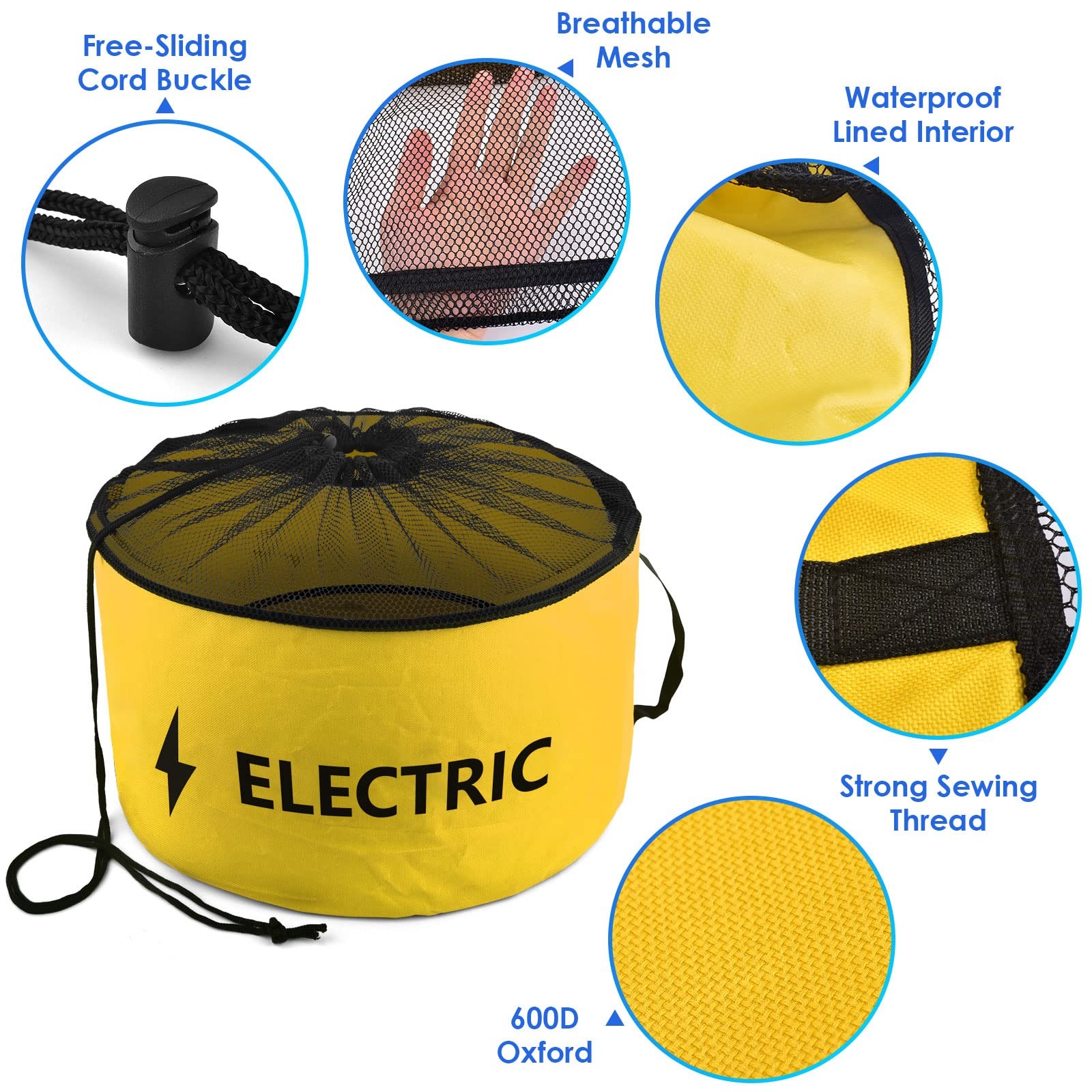 ERKOON Waterproof RV Hose Storage Bag of 9.84*17.7inch, Black, Yellow, Green