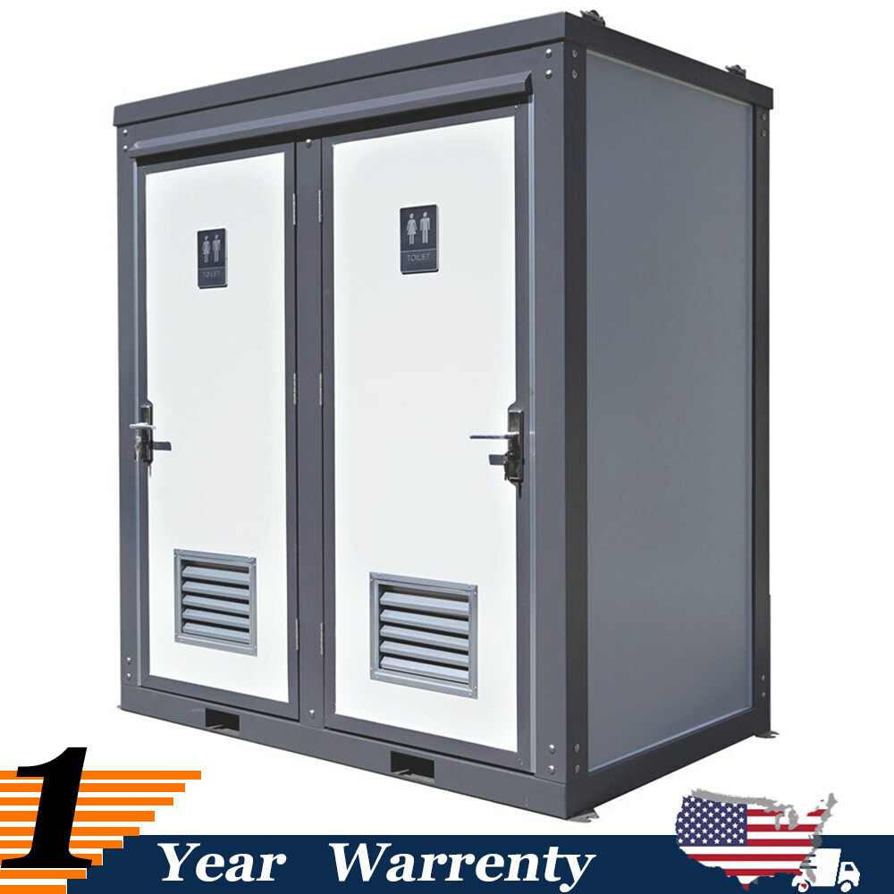 Bastone Dual Portable Restroom Mobile Toilet,2 Stall w/2 Sinks Toilets Bathroom