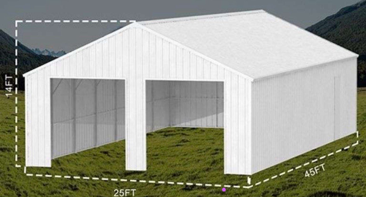 45′ x 25’x 14′ Metal Car Garage/Outdoor Storage Shed/Heavy Duty Galvanized Steel