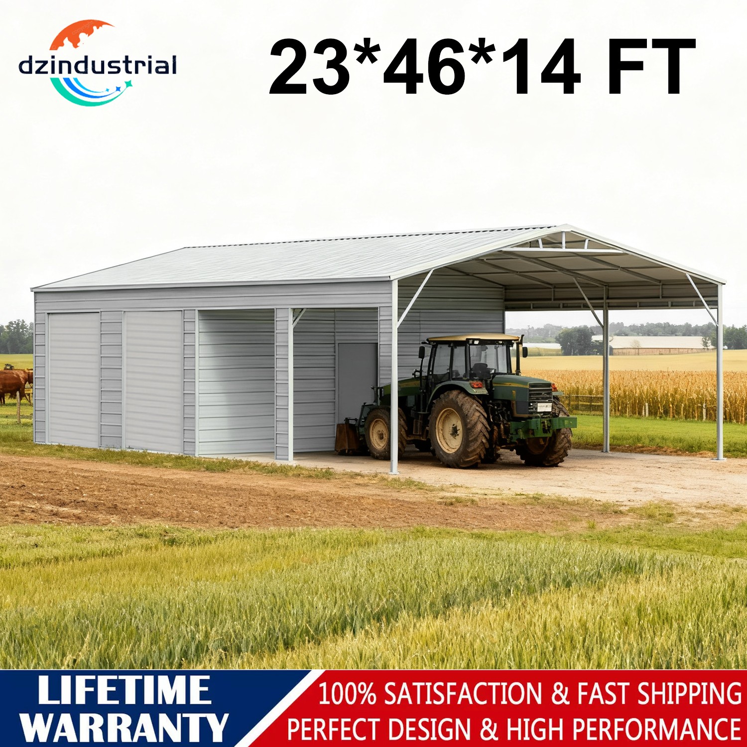 23x46x14ft Heavy Duty Metal Steel Garage Tool Farm Barn Storage Shed 1058 sq.ft