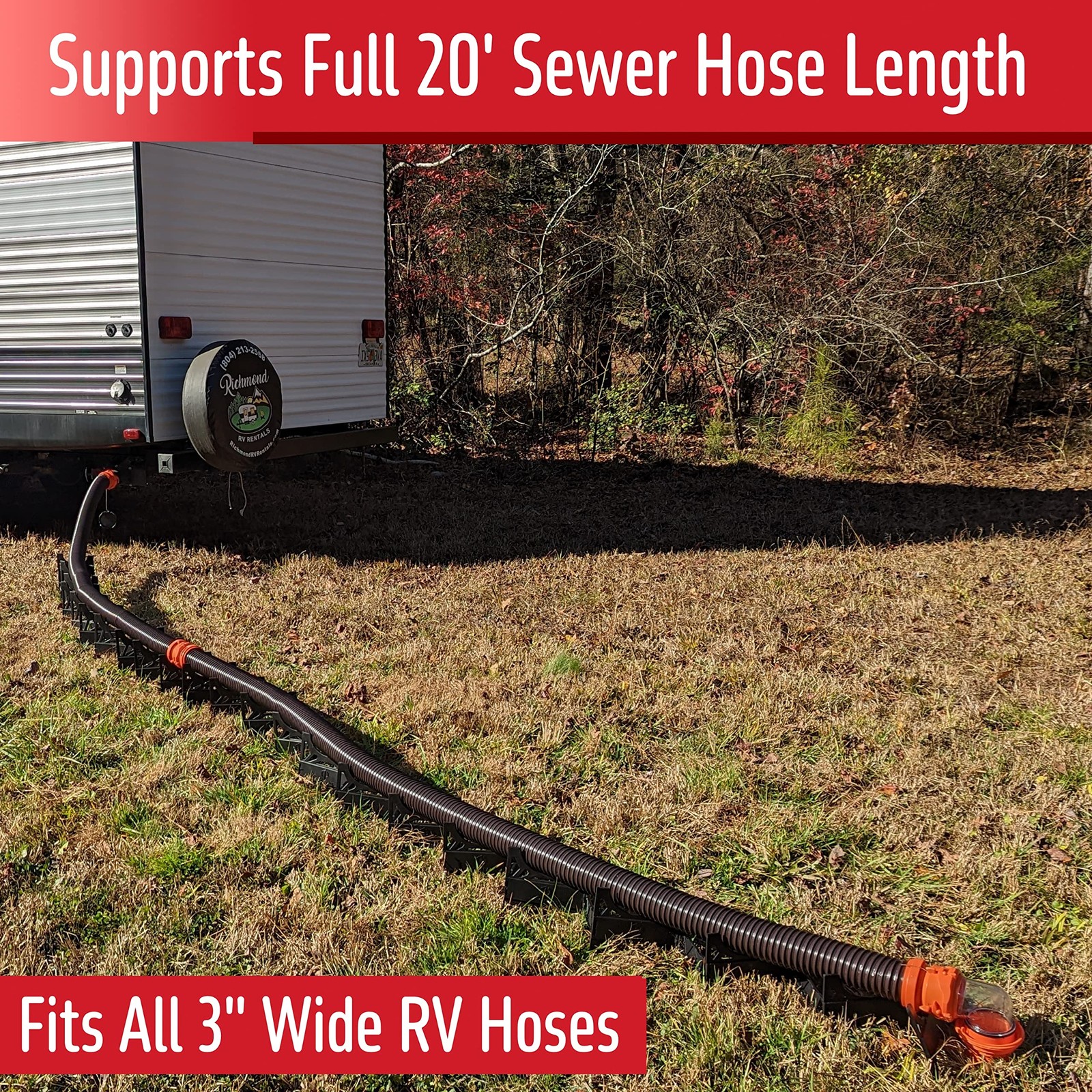 Beech Lane 20 Foot RV Sewer Hose Support with Clip On Accessory Feet 20 FT