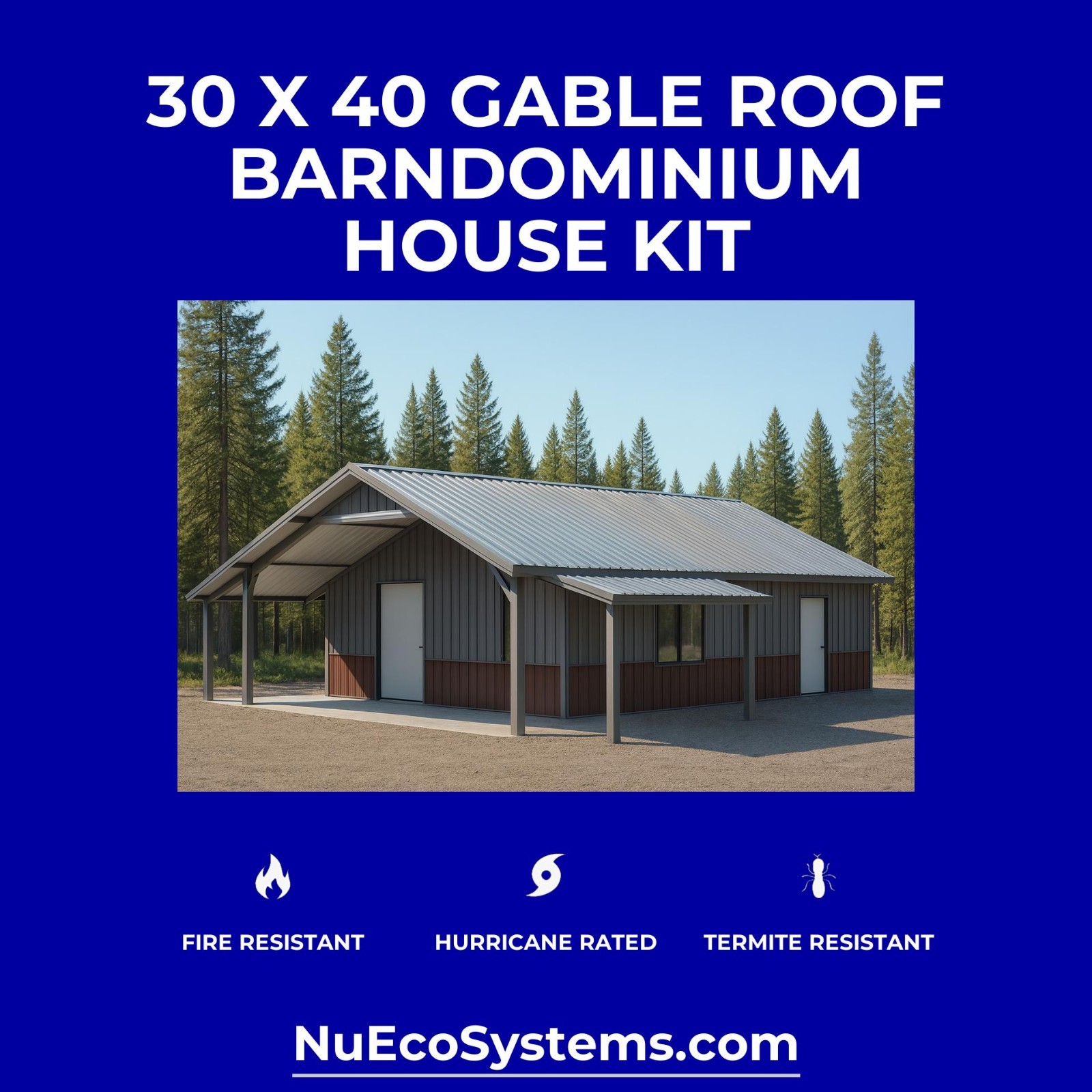 Lightweight Galvanized Steel Tall Barndominium with Loft and Double Leantos