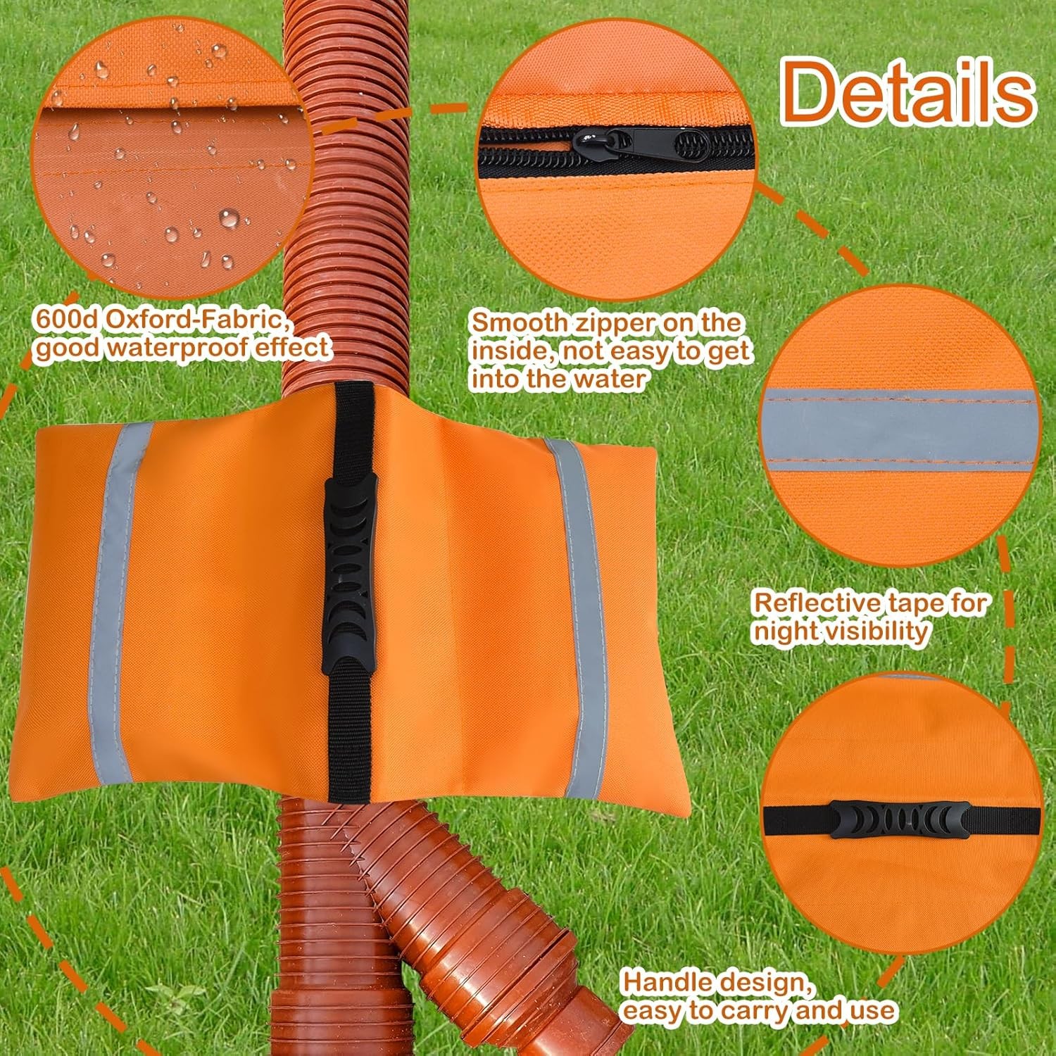 RV Sewer Weight Bag,RV Hose Fastening Device with Reflective orange 1pack