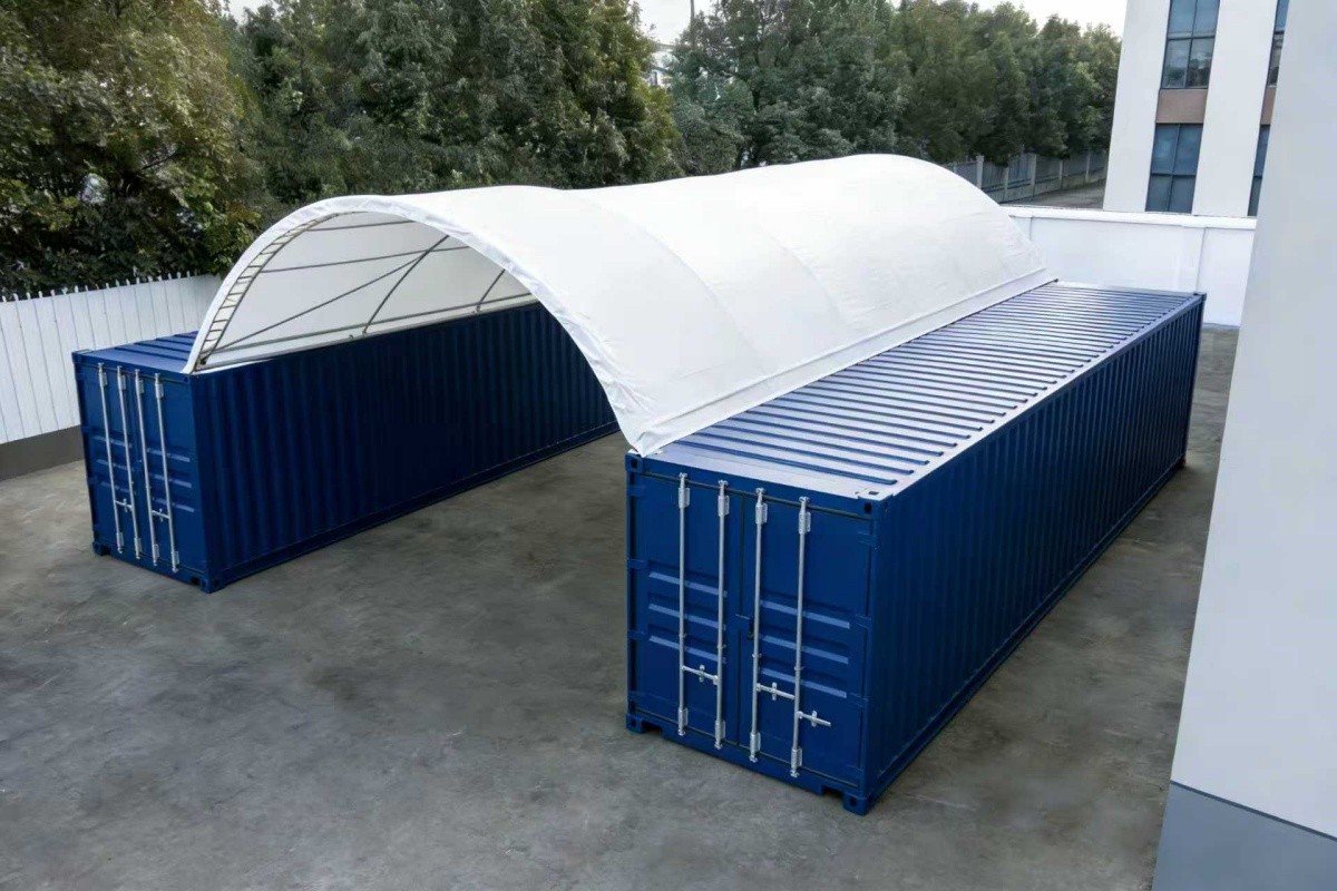 40x20x7FT Shipping Container Canopy w/Galvanized Steel Frame & PVC Fabric Cover