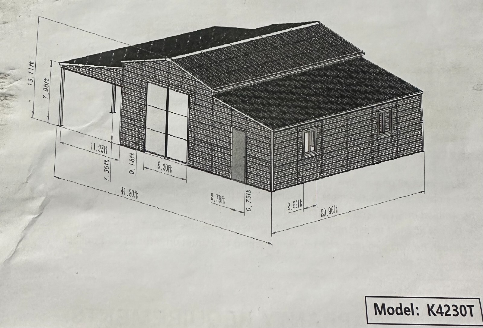 42′ x 30’x 13′ Metal Car Garage/Outdoor Storage Shed/Heavy Duty Galvanized Steel