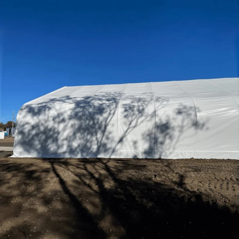 70’x120’x28′ Gold Mountain Double Truss Storage Shelter Heavy Duty PVC Shelter