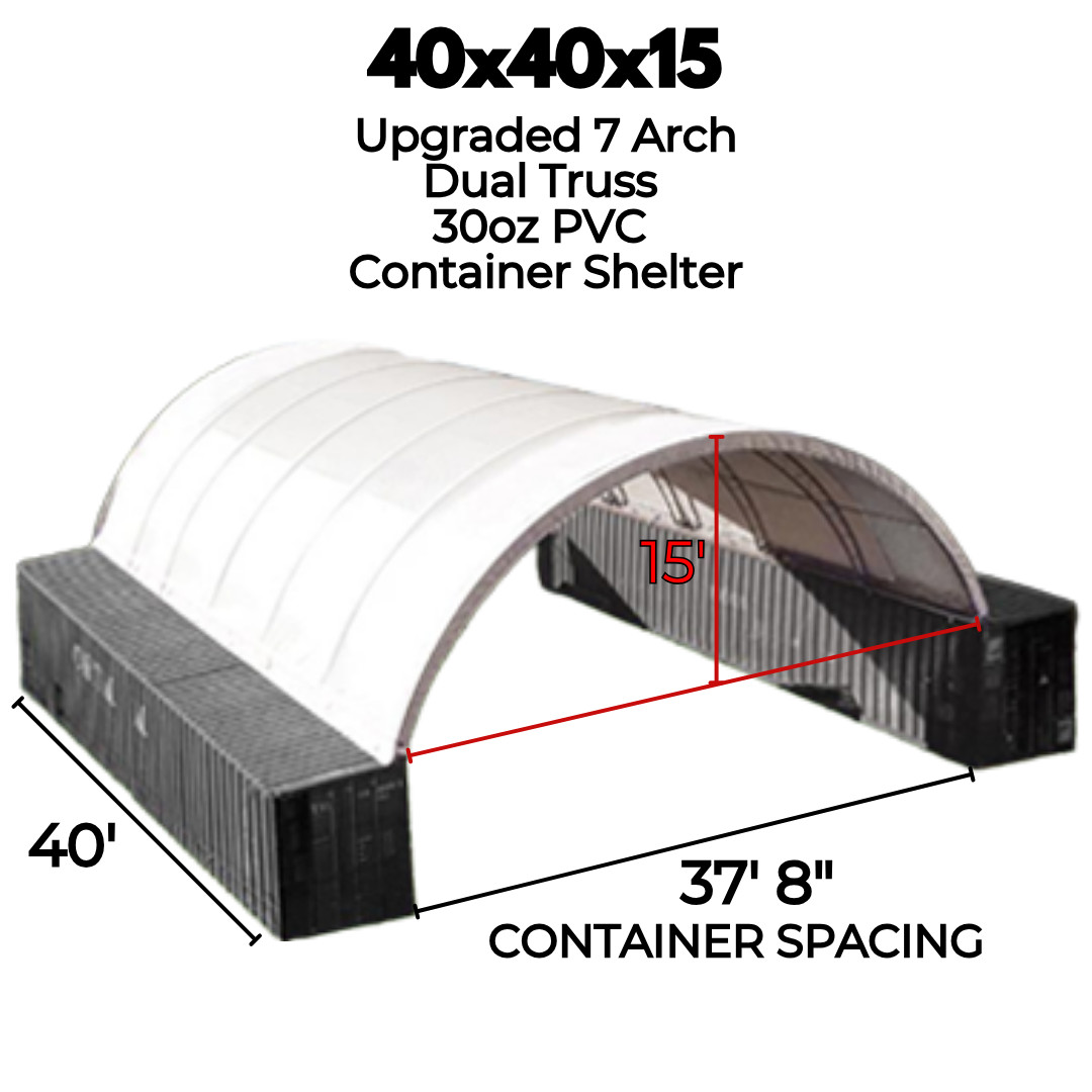 40x40x15 Dual Truss *HEAVY DUTY* 30oz PVC Fabric Container Shelter/ No Welding!