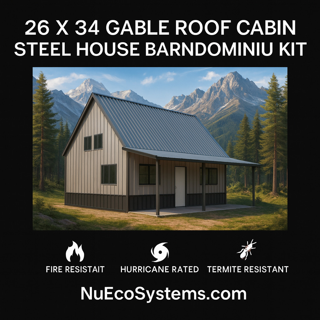 U.S. Made Fire Resistant 26 X 34 Cabin, Barndominium or Steel Home Kit
