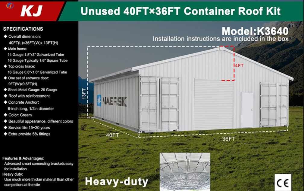 36′ x 40’x 13′ Dual Truss Metal Container Shelter/Heavy Duty Galvanized Steel