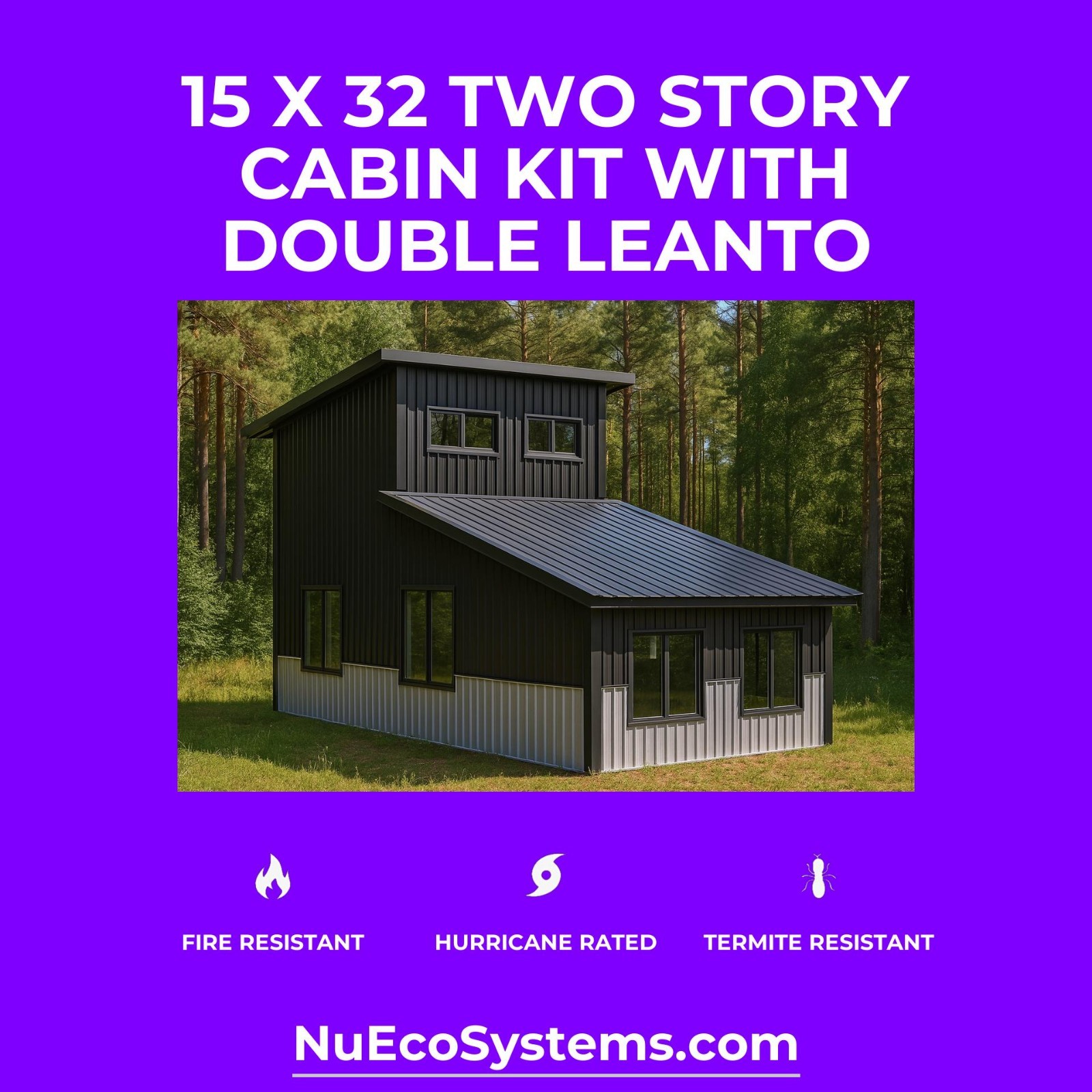 U.S. Made Fire Resistant 24 x 30 Cabin, Barndominium or Steel Home Kit
