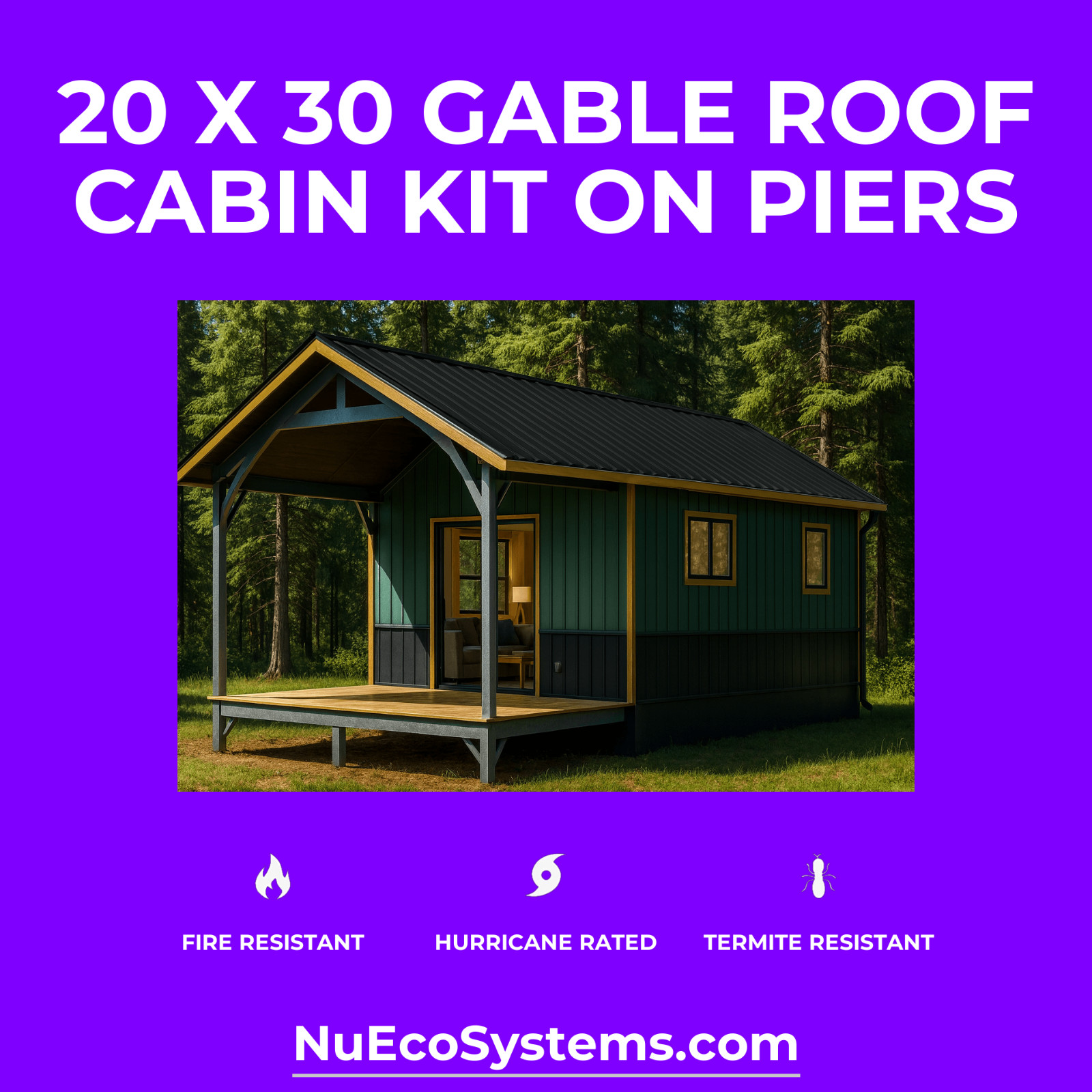 U.S. Made Fire Resistant 24 x 30 Cabin, Barndominium or Steel Home Kit