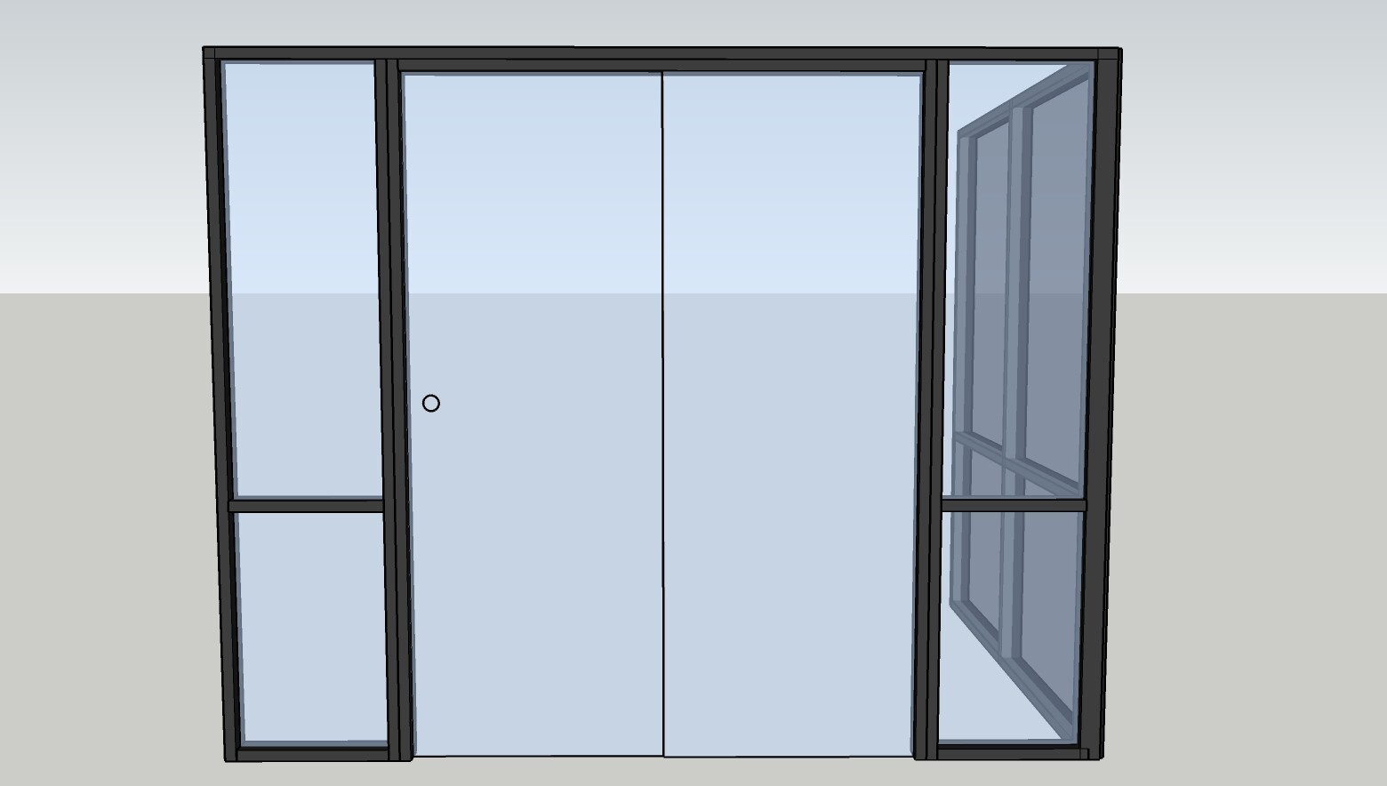CGP Single-Slide Door System, Glass Aluminum 2-Wall 10’x7’x8′, Black