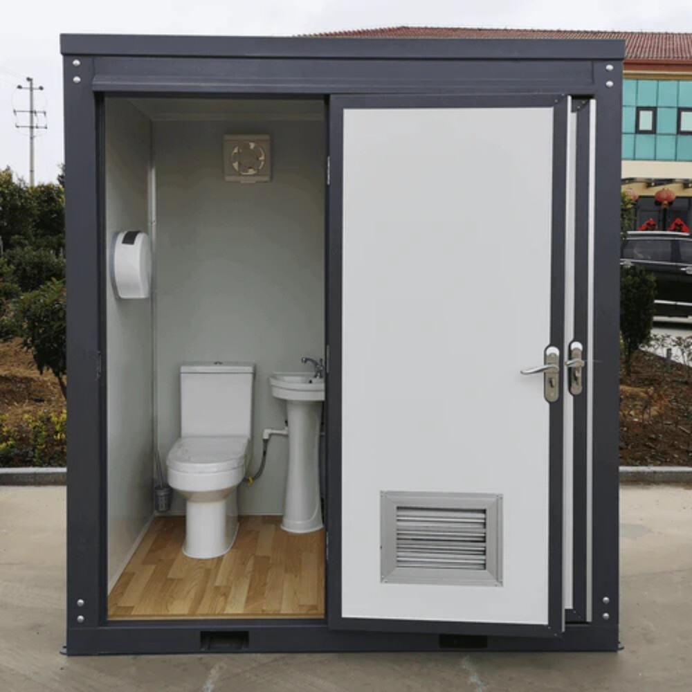 Bastone Dual Portable Restroom Mobile Toilet,2 Stall w/2 Sinks Toilets Bathroom