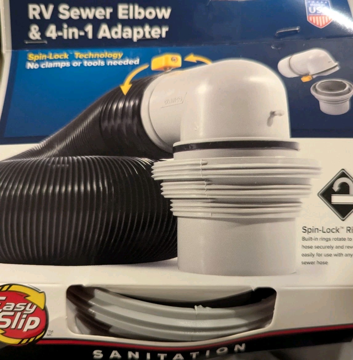 Easy Slip Elbow Fitting and 4-in-1 Adapter for RV Sewer Hose Brand New