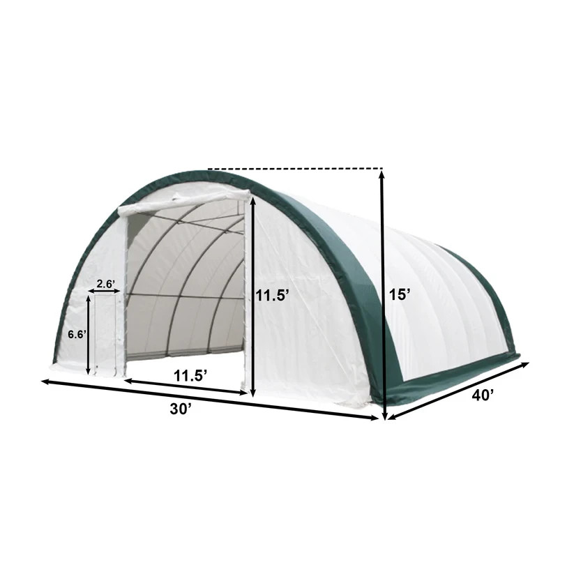 30’x40’x15′ Single Truss Storage Shelter 18oz PVC Fabric Hoop Building