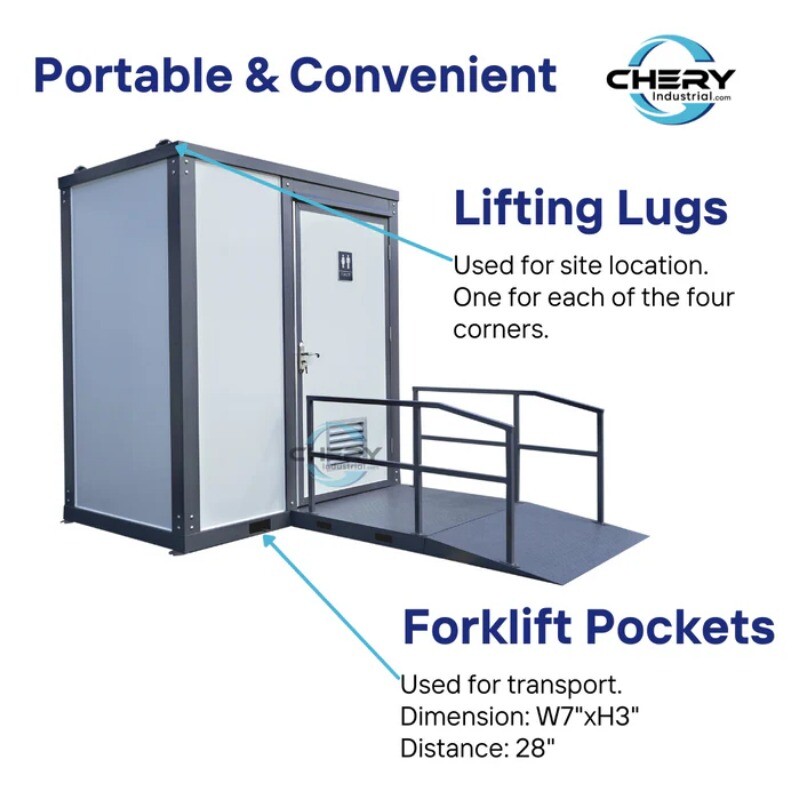 Handicap-Accessible Portable Restroom w/ Bowl & Sink Mobile Toilet for Disabled