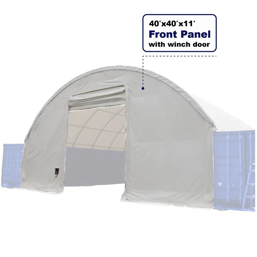 11oz Front cover W/ Winch door for Shipping Container Canopy Shelter 40’x40’x11′