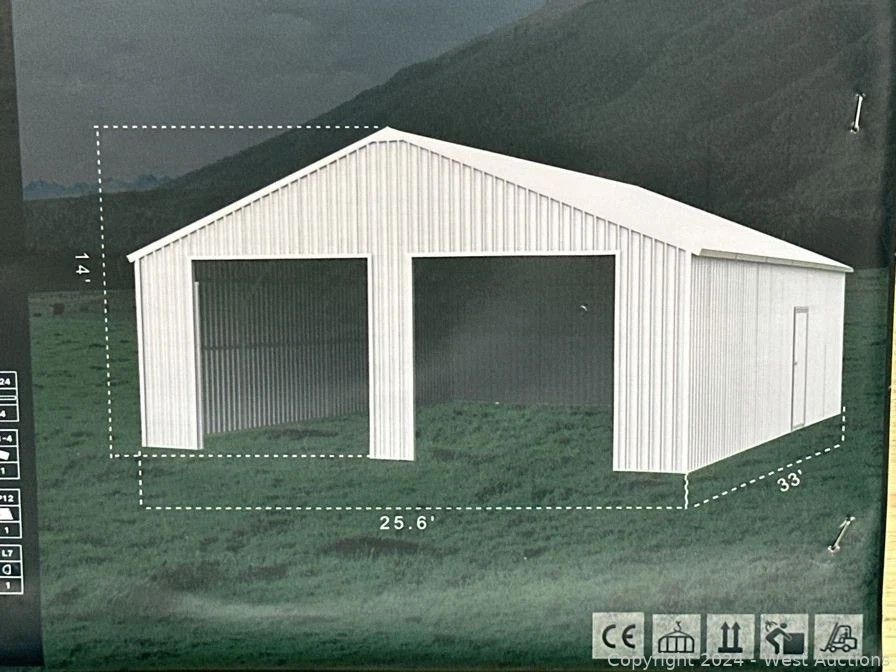 33′ x 25′ x 14′ Metal Car Garage/Outdoor Storage Shed/Heavy-Duty Steel Barn