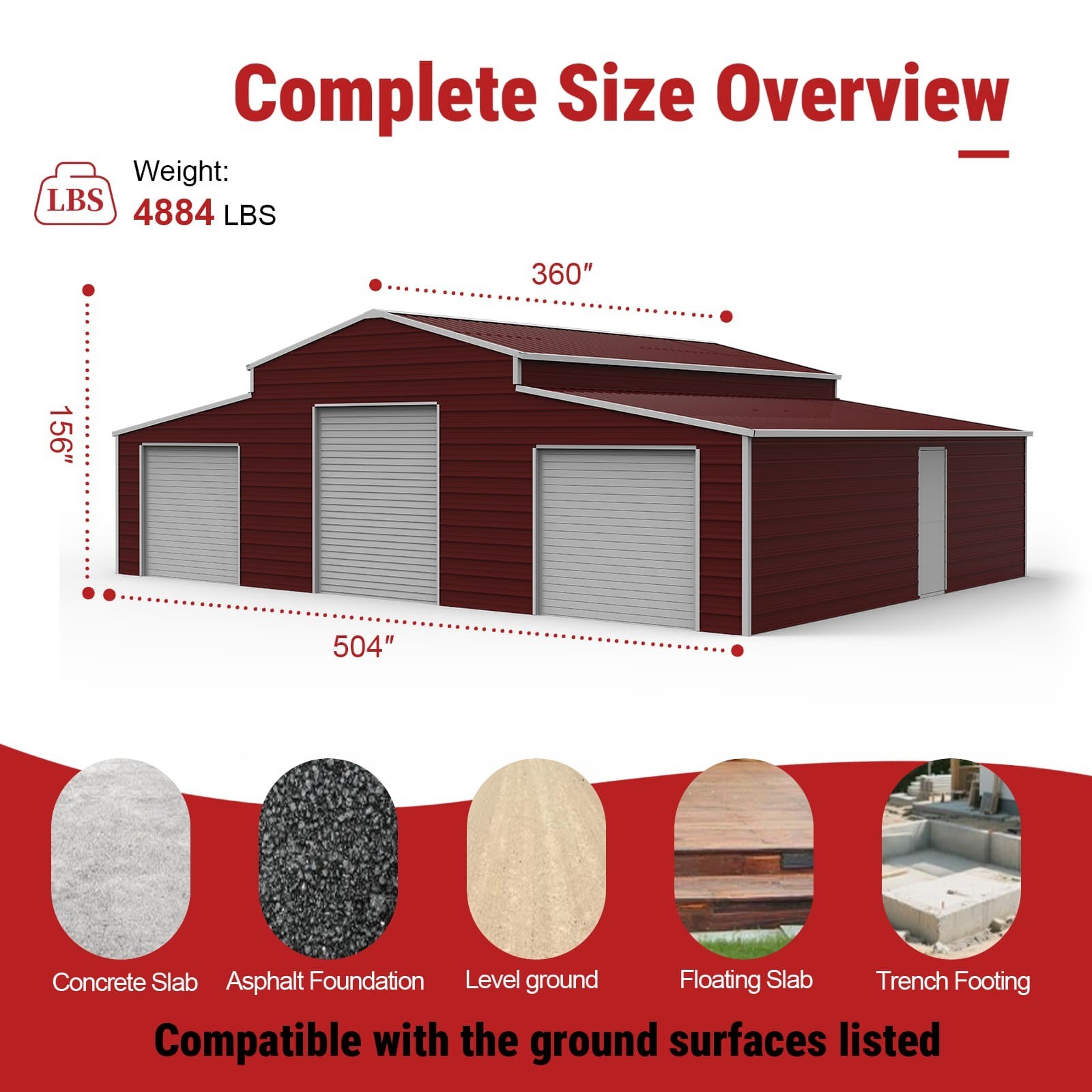 42’x30’x13′ Metal Garage Shed Barn Outdoor Storage Heavy Duty Galvanized Steel