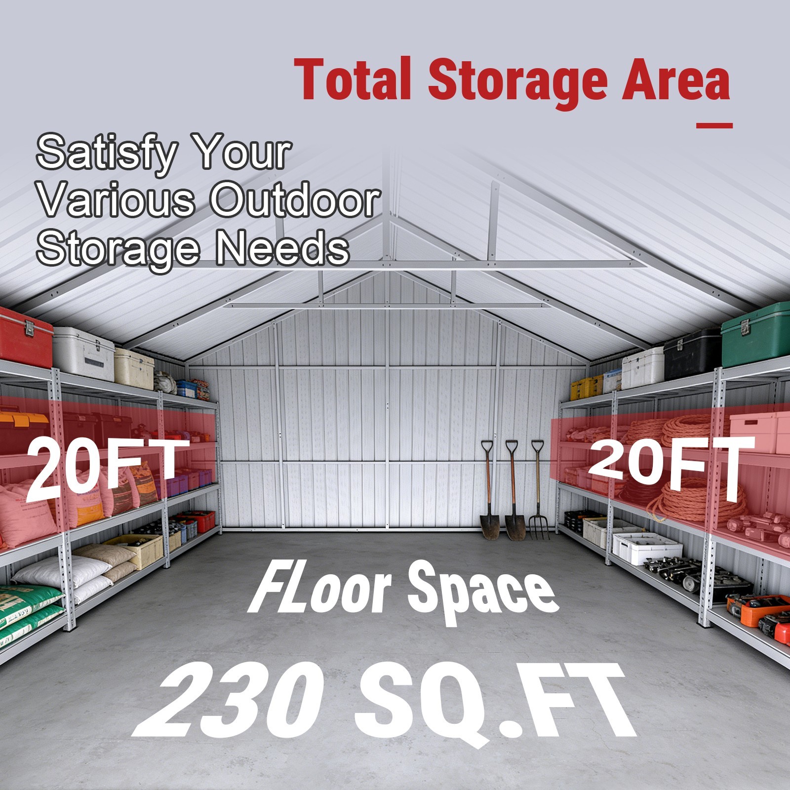 12’x20′ Prefabricated Steel Garage Shed,Heavy Duty Carport with Doors White KJ