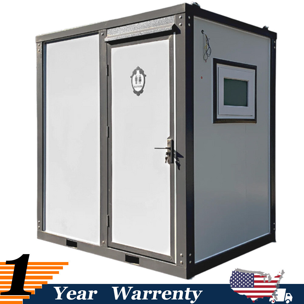 86″x64.6″x93″ Portable Toilet w/ Shower Curtain Restroom Bathroom Mobile Toilet