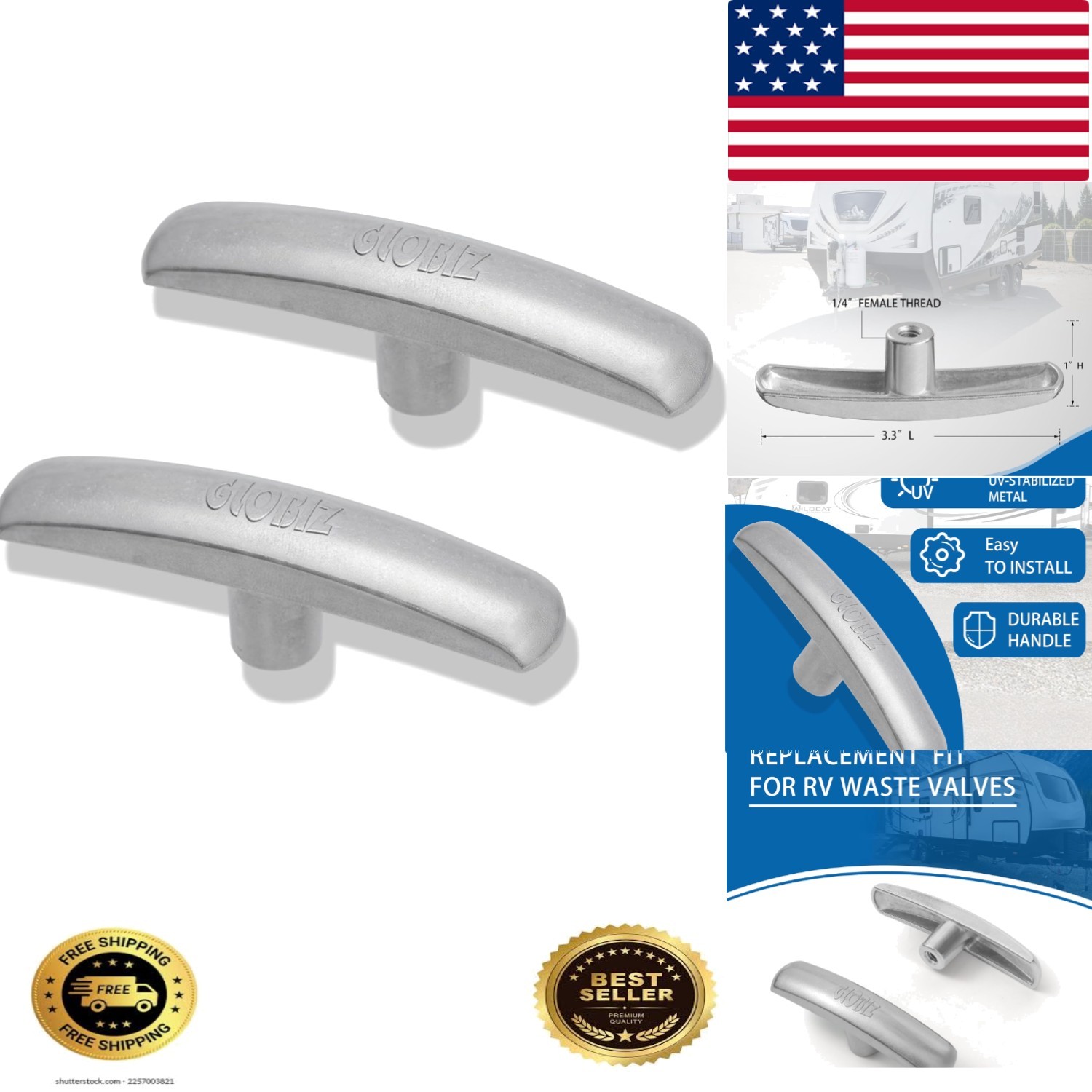 Stylish Silver Metal Replacement Handles for RV Waste Valves – Easy Grip Design