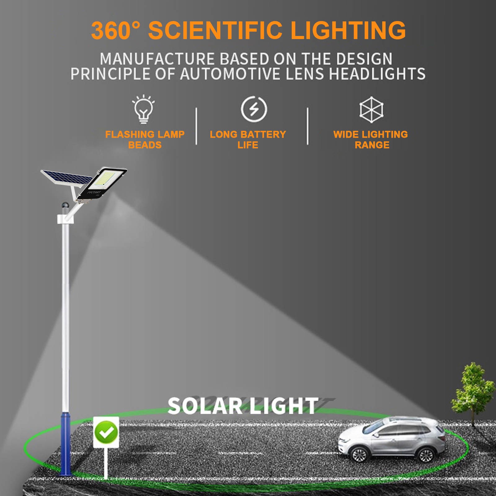 Solar Street Lights Outdoor Solar LED Flood Light Dusk to Dawn IP 67 for Parking