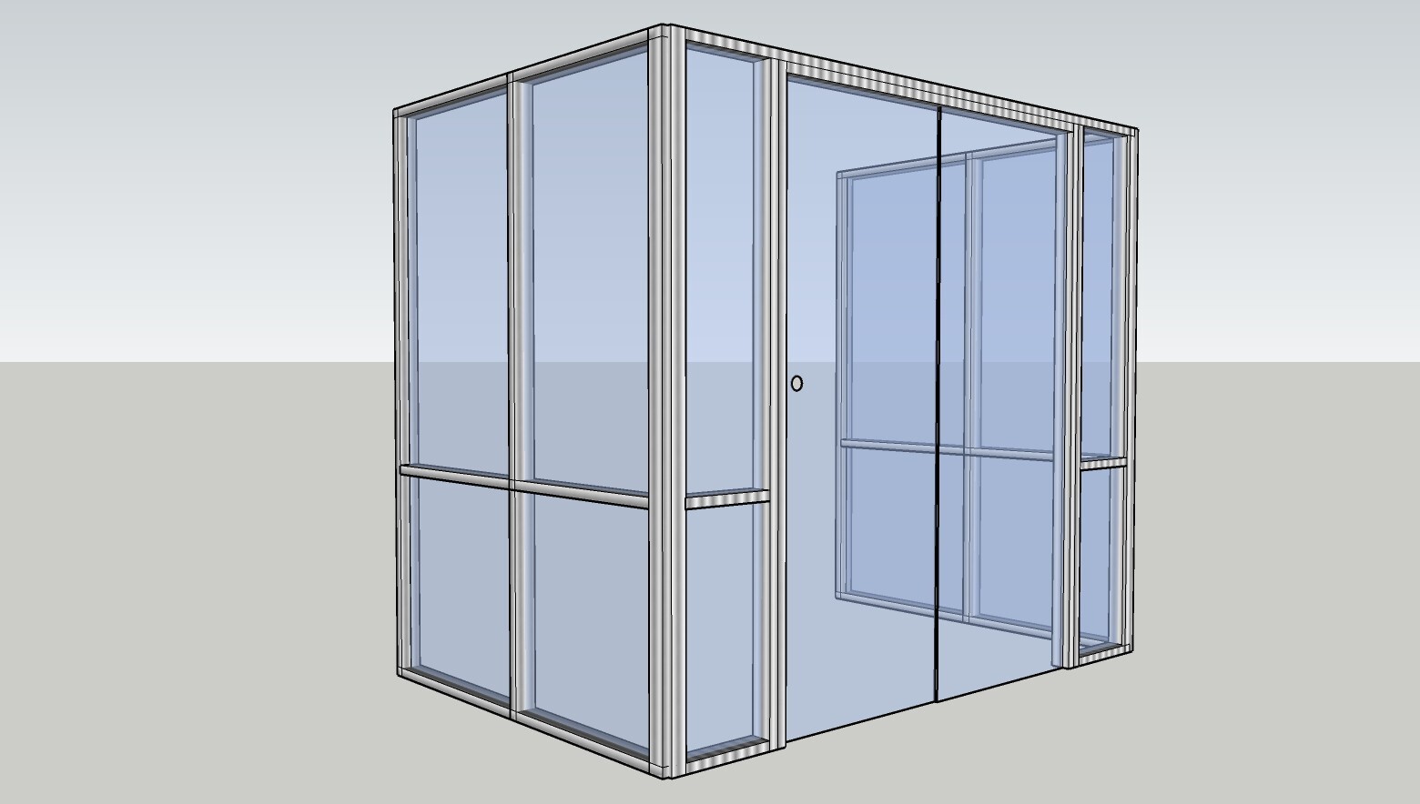CGP Single-Slide Door System, Glass Aluminum 3-Wall 9’x6’x6’x8′, Clear Anodized
