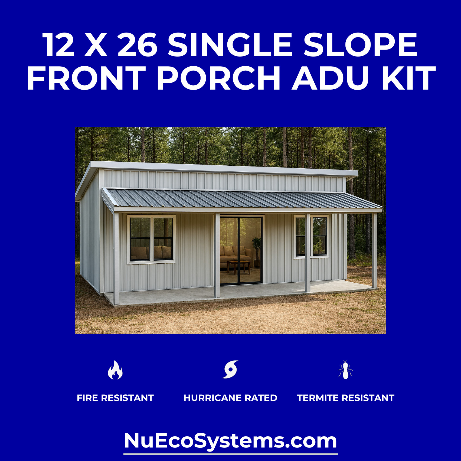 Galvanized Steel Backyard Office Granny Flat Tiny Home Kit Front Porch