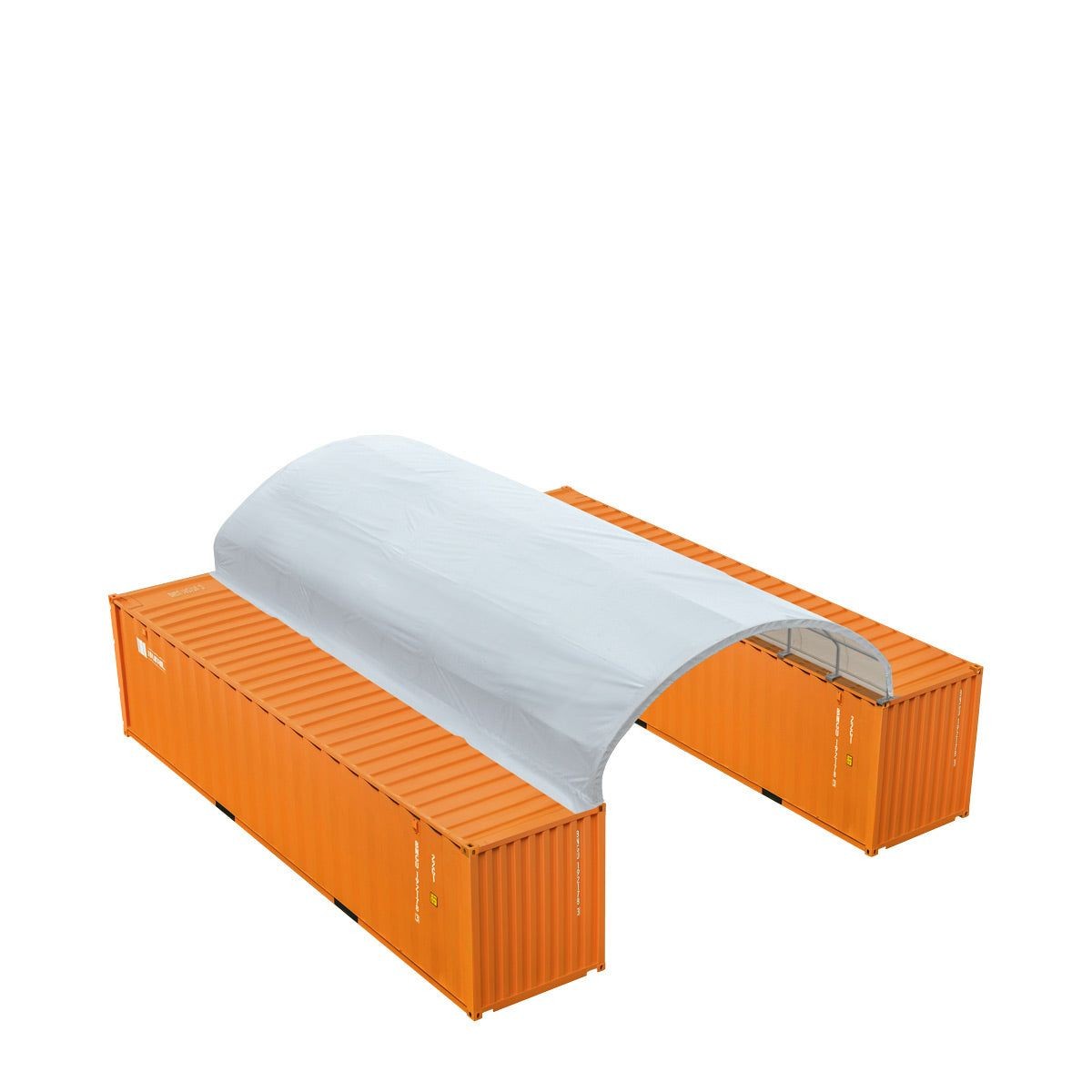 20x40ft Steel-Frame PVC Shelter for Containers, Fire-Retardant