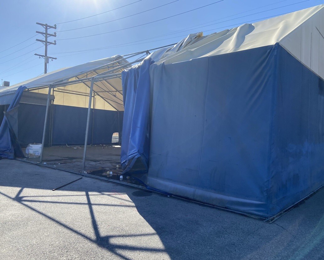 40 ft x 60 ft. Used Industrial shelter. THA Rubb Shelter HD galvanized Frame.