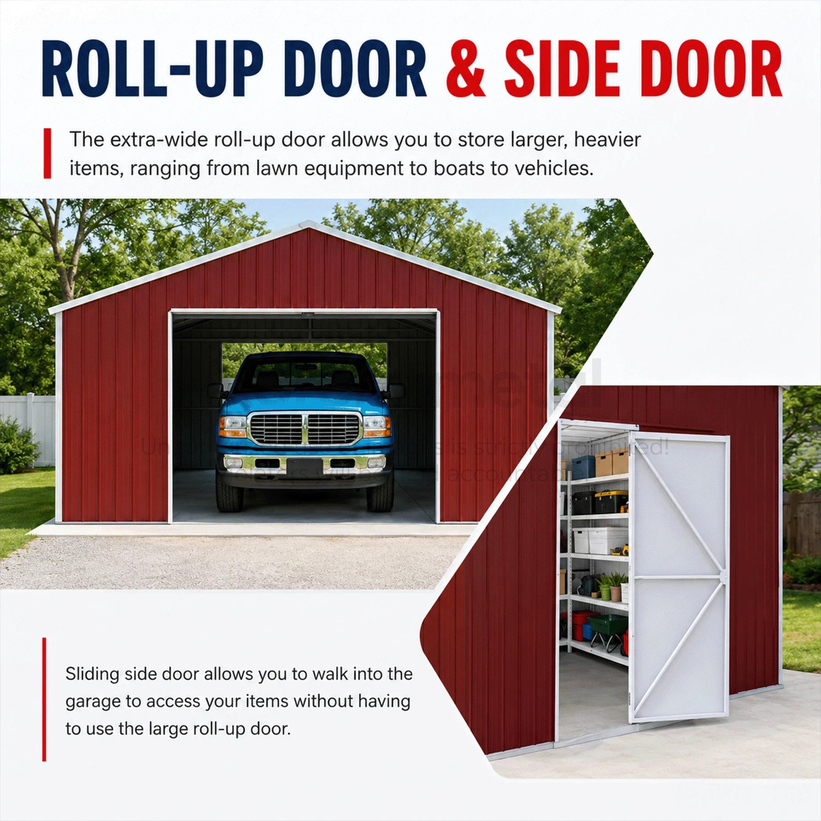 46x25x15FT Heavy-Duty Metal Garage Barn Shed Reinforced Steel Carport 1150 sq.ft