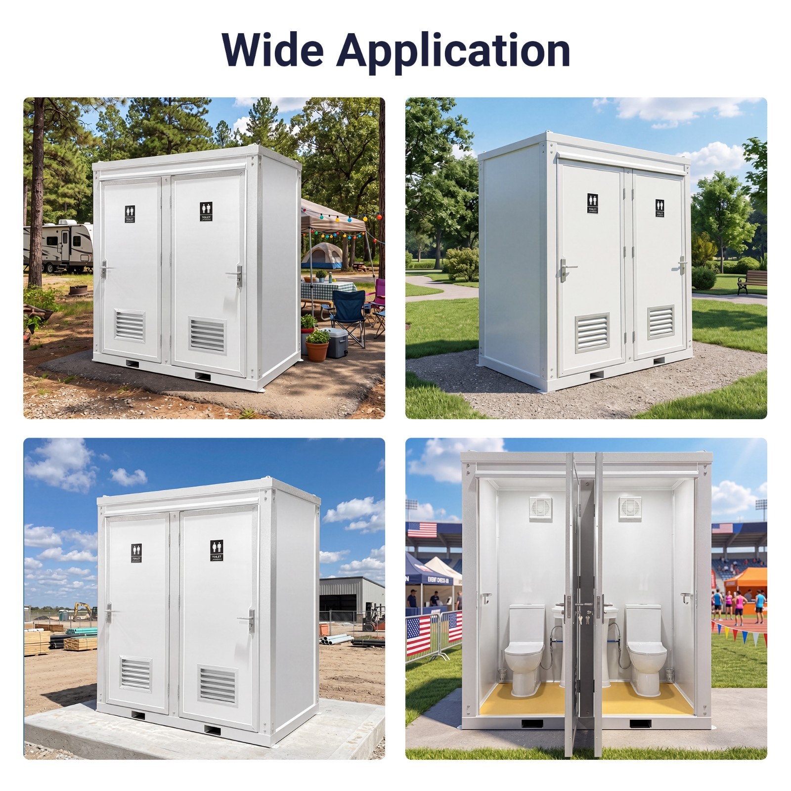 New Bastone 2-Stall Portable Restroom w/ Sink for Construction Sites |Loc:MD