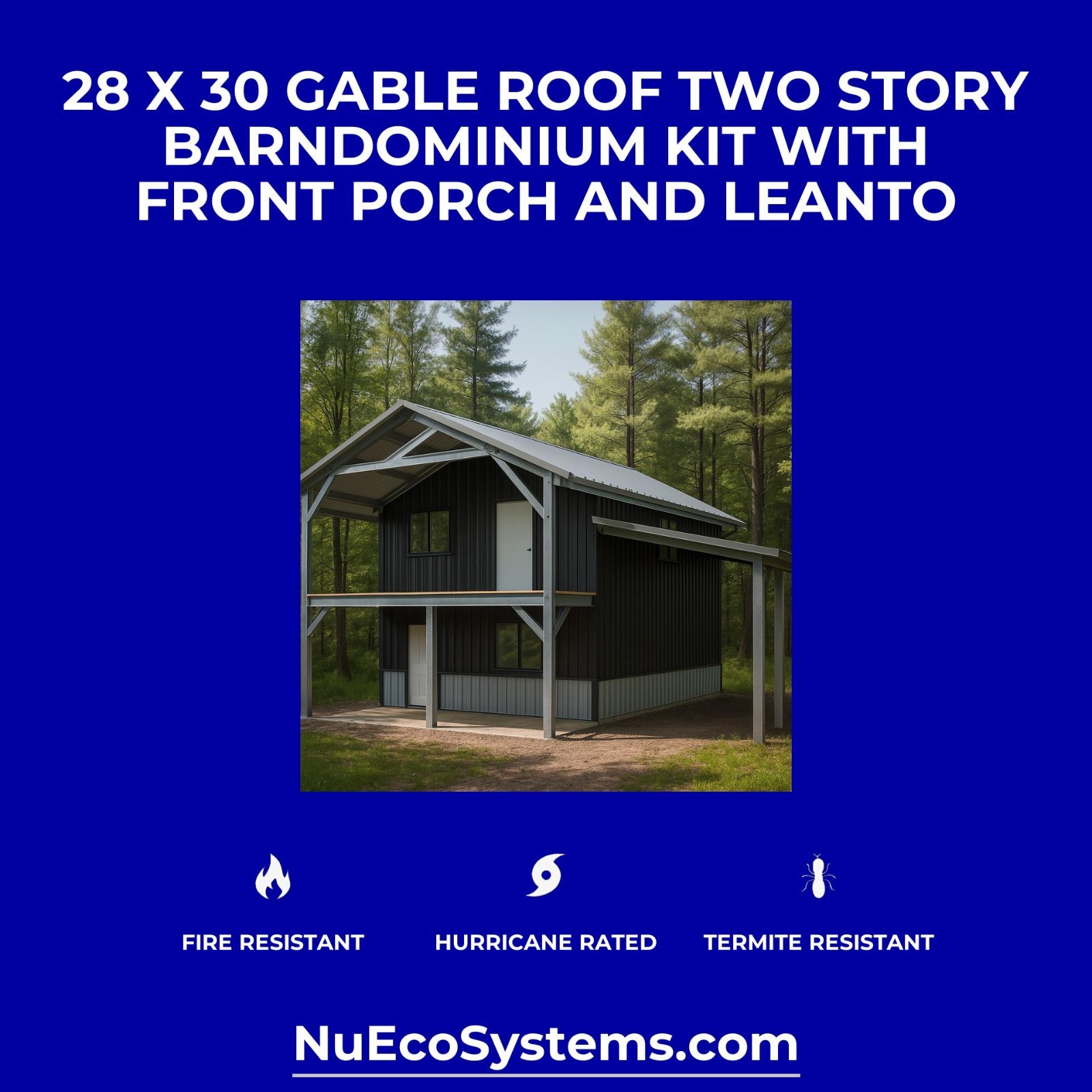 Lightweight Galvanized Steel Tall Barndominium with Loft and Double Leantos