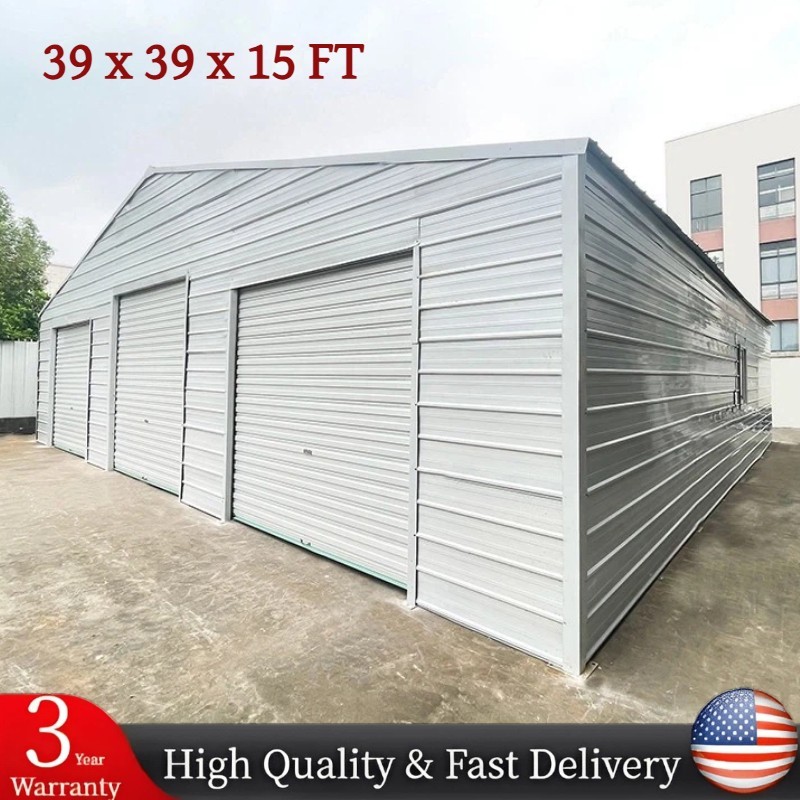 39’x39’x15′ Metal Barn Outdoor Garage Storage Shed Heavy Duty Galvanized Steel