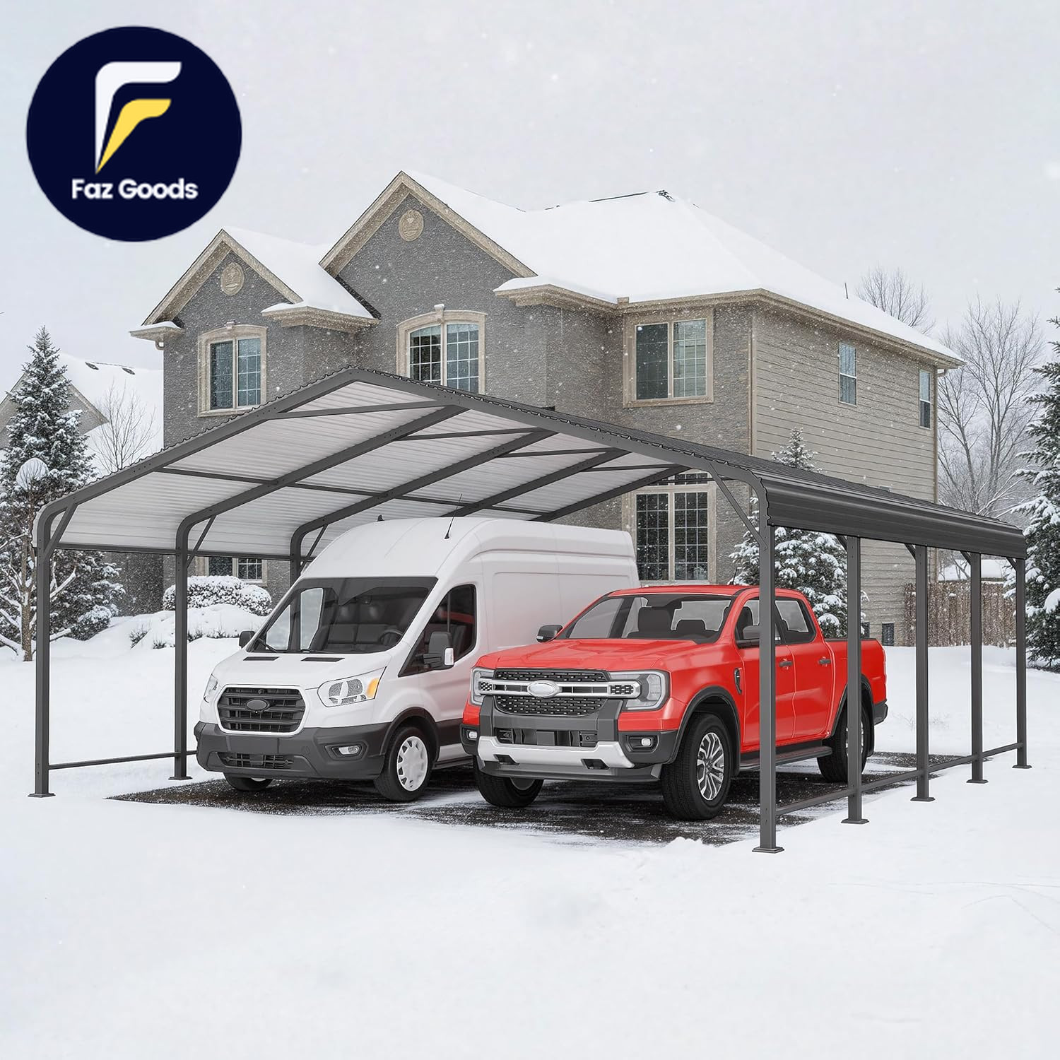 20′ X 20′ Metal Carport with Updated Roof & Enhanced Base Heavy Duty Canopy