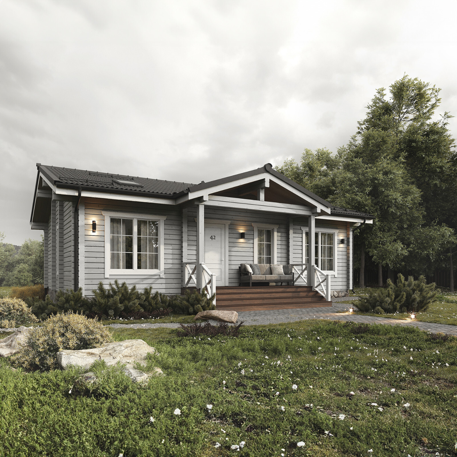 PREFAB LOG CABIN HOME KIT MODERN WOODEN 1195 ft² /111 m² – DISCOUNT CARD 3% off