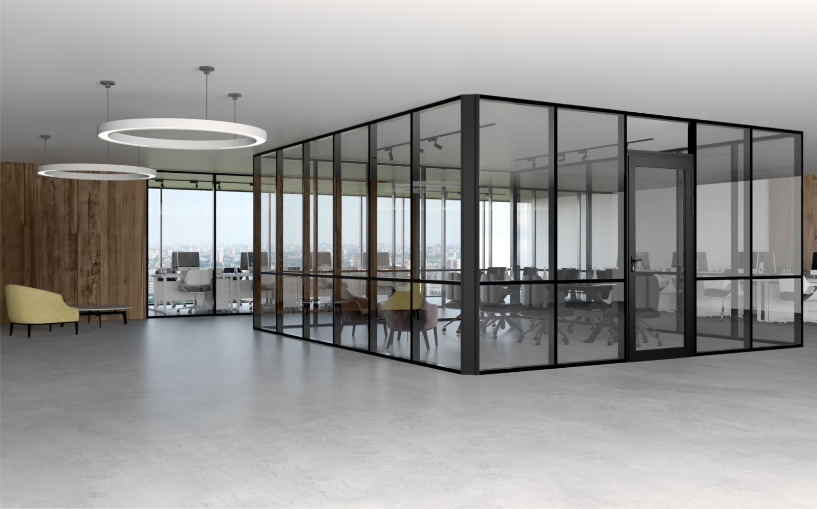 CGP Aluminum & Glass Conference Room 5′ x 8′ x 9′ w/Door, Black Color
