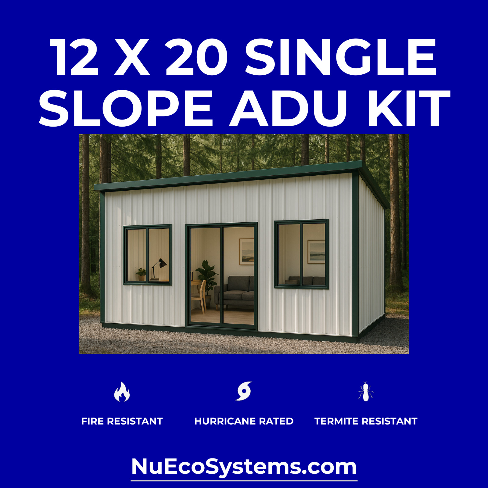 U.S. Made Steel Backyard Office Granny Flat Tiny Home Kit with Patio