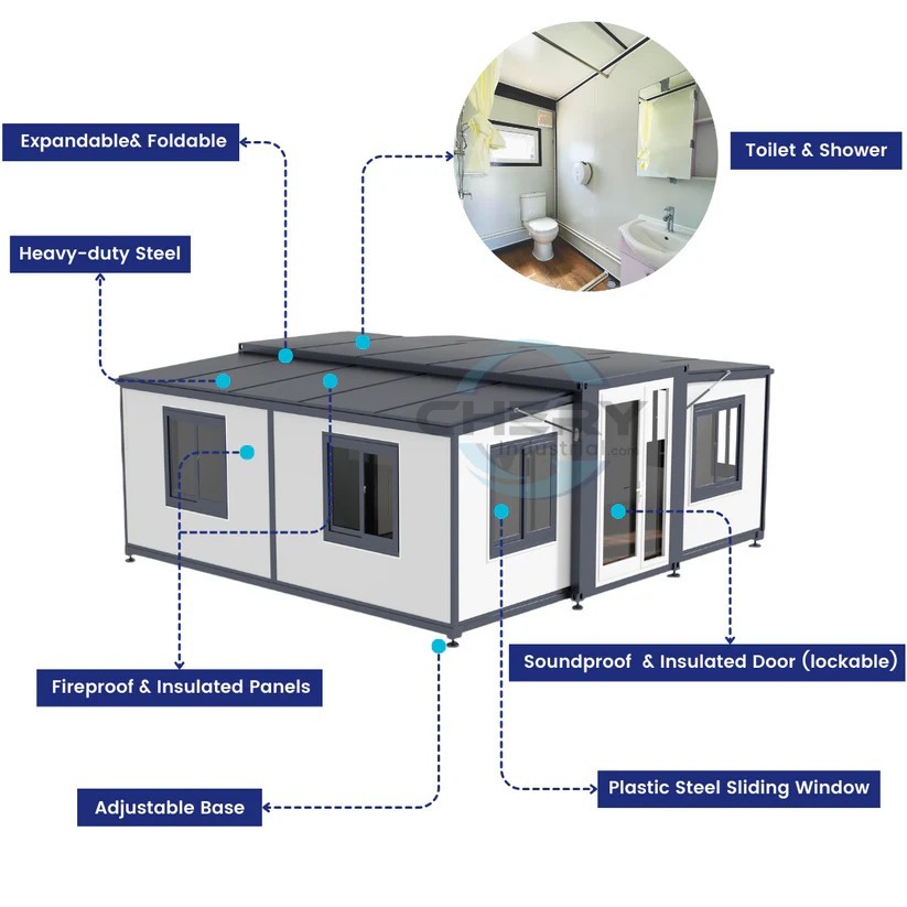 Chery 20x20x8FT Mobile Expandable Prefab House Prebuilt Home Portable Office
