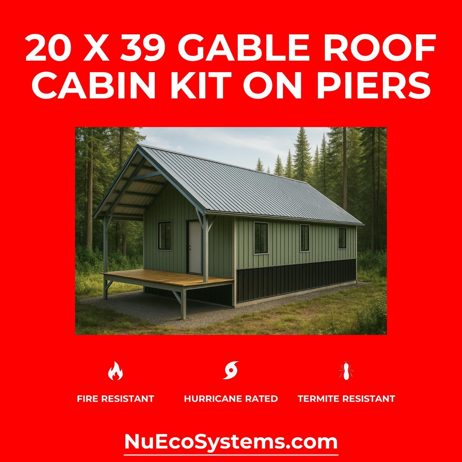 Steel Framed 2 Story Gambrel Barndominium Cabin Kit Covered Porch Made In The US
